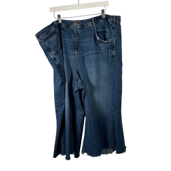 Pilcro Anthropologie Wide Leg Crop Jeans Dark Wash Womens Plus 26W - Picture 2 of 8